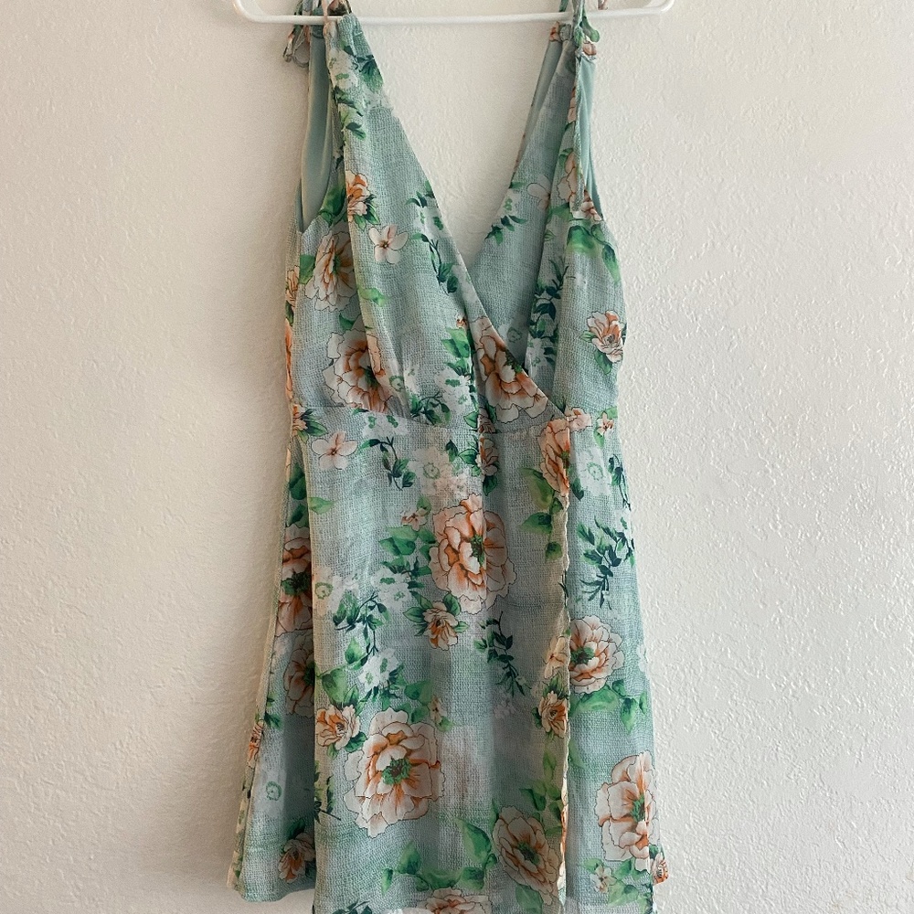 Lulu's Light Blue Floral Mini Dress